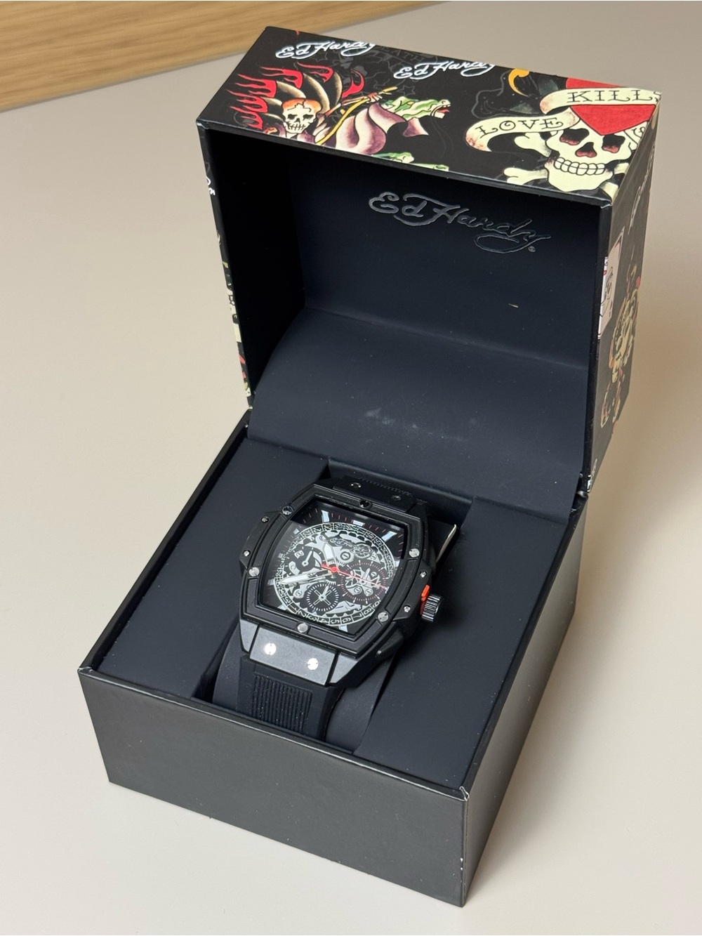 Ed Hardy exposed skeleton watch New in Box